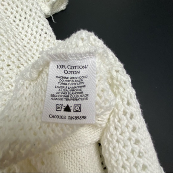 Cotton Country White Size SP Open Knit Sweater Cover Up Star Knitted Pattern Top - Picture 11 of 11
